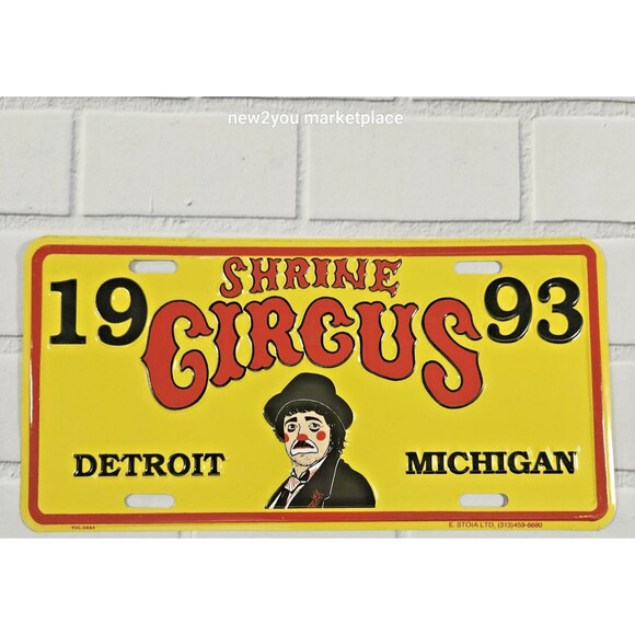 1993 Shrine Circus Detroit Michigan License Plate vintage collectible item - Picture 1 of 7